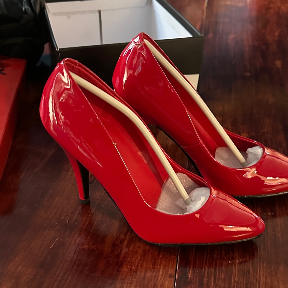 Pleaser Glossy Red Stiletto Heels